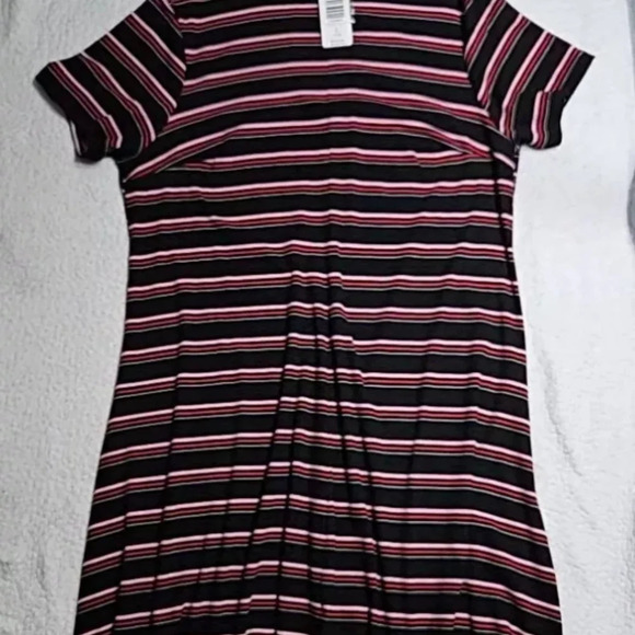 Torrid 2X Black & Multi Stripe Rib Mock Neck Trapeze Dress Pink & Red NEW - Picture 1 of 10